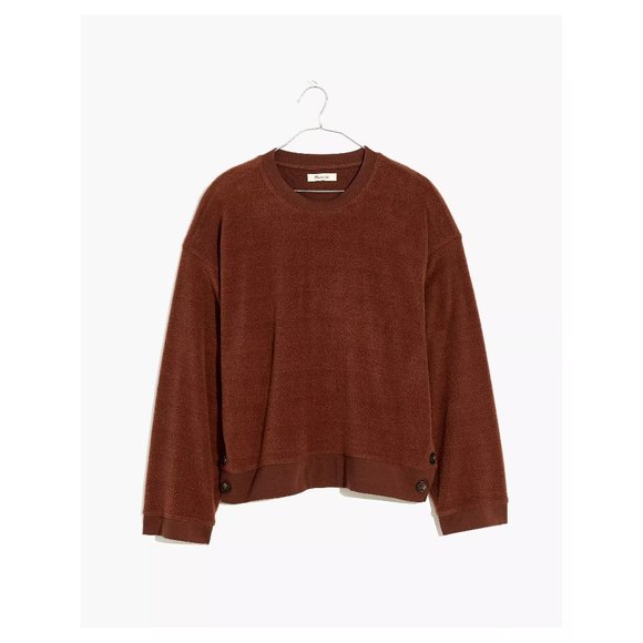 Madewell Sweatshirt NWT Brushed Side Button Size Large in Hot Cocoa - Picture 1 of 10